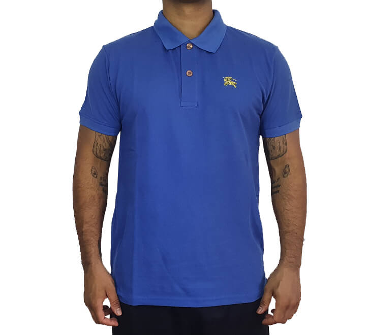Burberry Small Logo Embroidery Collar Cotton T-Shirt – Blue - Abundance  Store